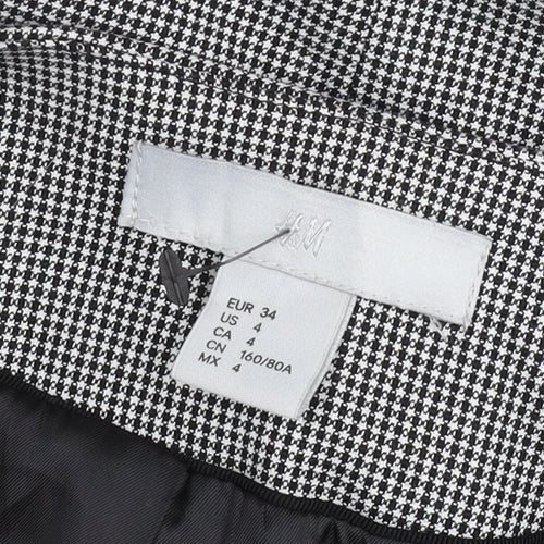 H&M Women Black Houndstooth Slim Fit Blazer Jacket Size 6