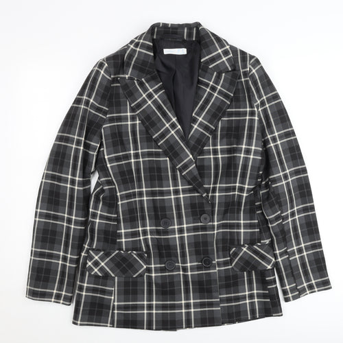 Primark Women’s Black Check Plaid Blazer Jacket Size 10 Double-Breasted