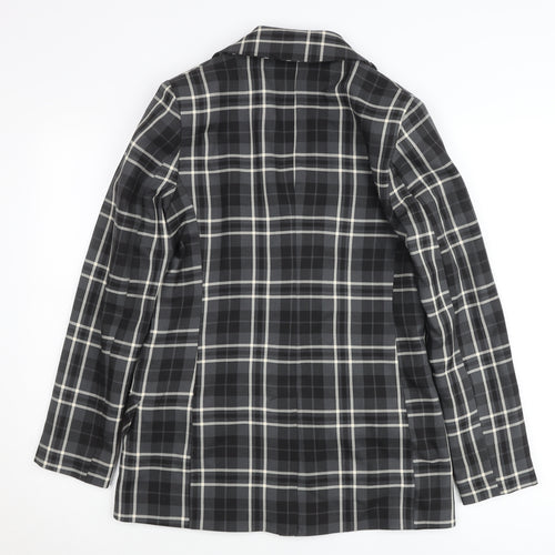 Primark Women’s Black Check Plaid Blazer Jacket Size 10 Double-Breasted