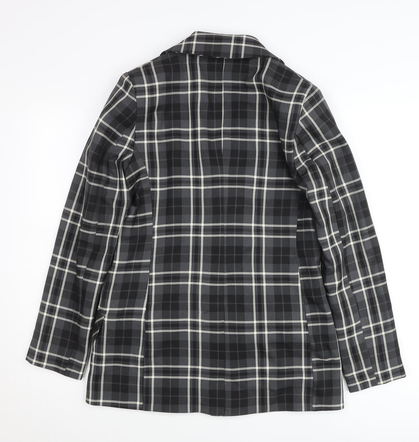 Primark Women’s Black Check Plaid Blazer Jacket Size 10 Double-Breasted