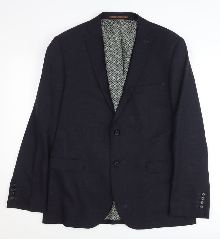 Next Men's Blue Slim Fit Blazer 44R Wool Blend Jacket