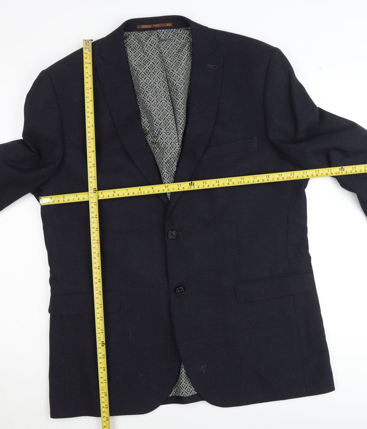 Next Men's Blue Slim Fit Blazer 44R Wool Blend Jacket