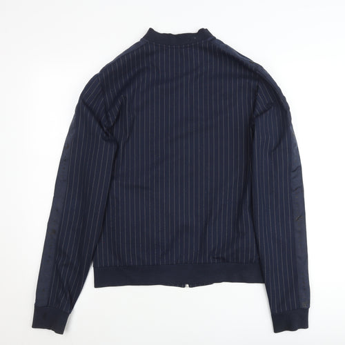 River Island Men’s Blue Striped Bomber Jacket Size S Regular Fit