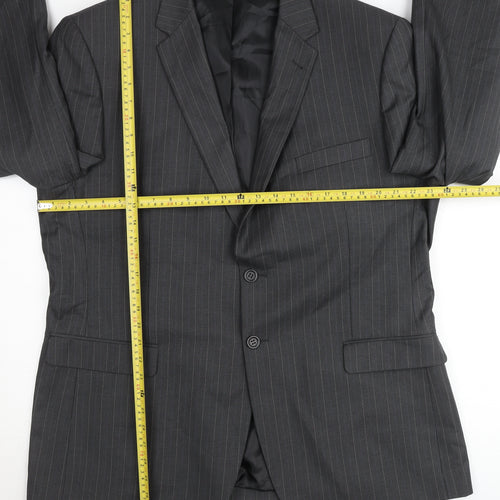 Jack Reid Men's Grey Pinstripe Blazer 46R Regular Two-Button Jacket