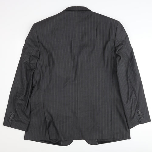 Jack Reid Men's Grey Pinstripe Blazer 46R Regular Two-Button Jacket