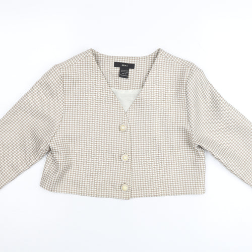 MIKI Women's Beige Houndstooth Cropped Suit Jacket Size S