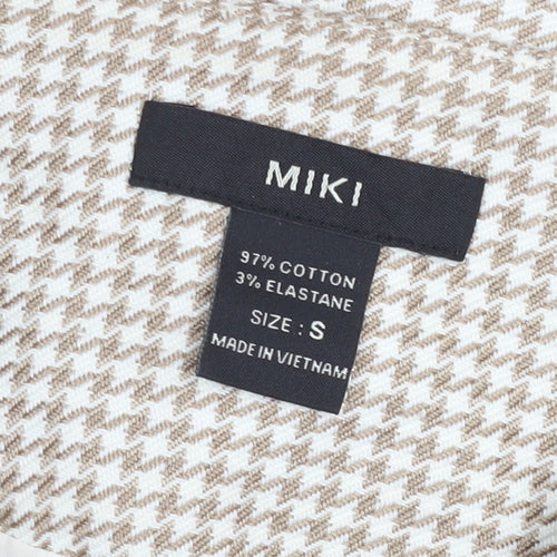 MIKI Women's Beige Houndstooth Cropped Suit Jacket Size S