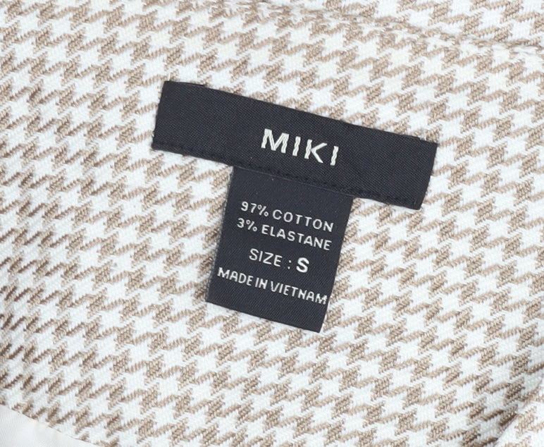 MIKI Women's Beige Houndstooth Cropped Suit Jacket Size S