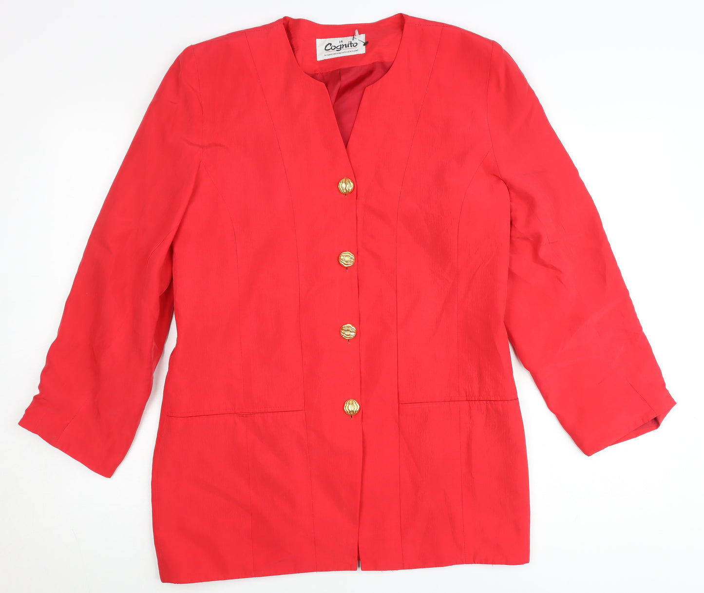 Cognito Womens Red Size 14 Tailored Single-Breasted Jacket