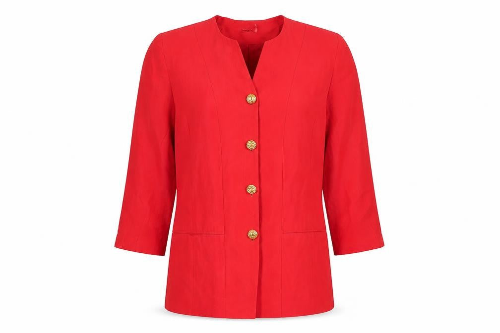 Cognito Womens Red Size 14 Tailored Single-Breasted Jacket