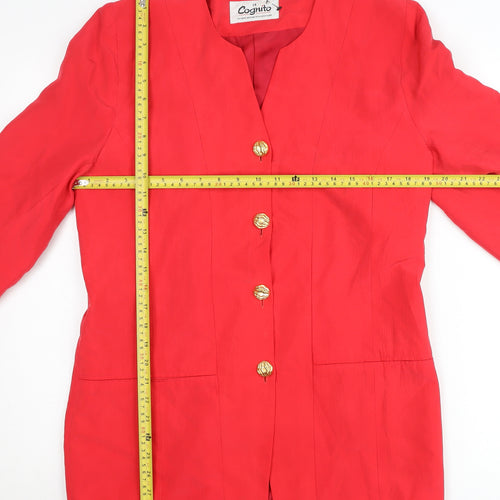Cognito Womens Red Size 14 Tailored Single-Breasted Jacket