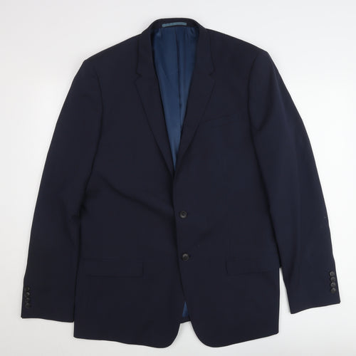River Island Men’s Blue 46L Blazer Jacket Two-Button Notch Lapel