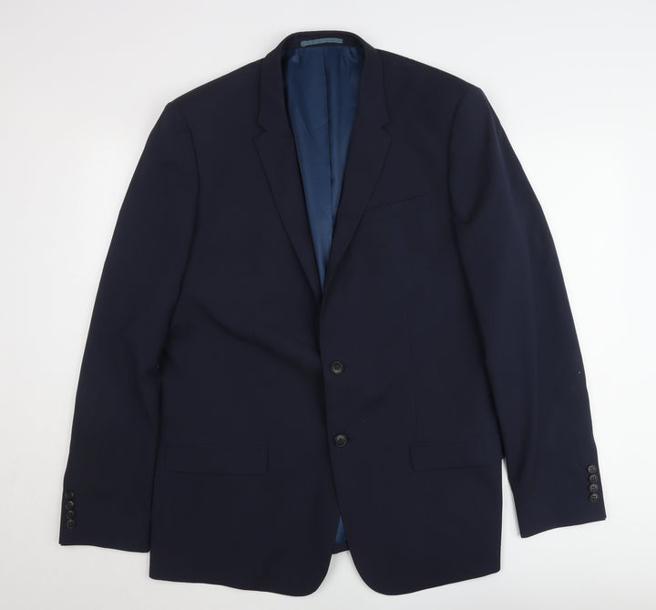 River Island Men’s Blue 46L Blazer Jacket Two-Button Notch Lapel