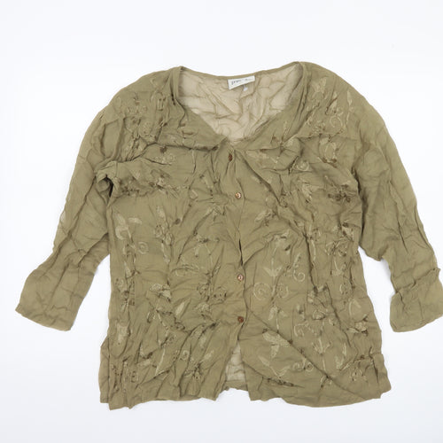 Principles Womens Green 3/4 Sleeve Embroidered Tunic Blouse UK 12