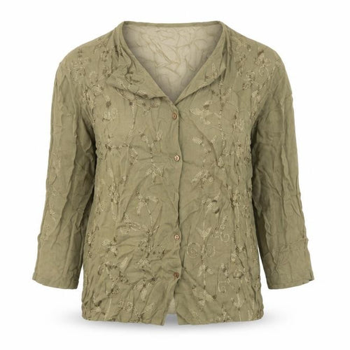 Principles Womens Green 3/4 Sleeve Embroidered Tunic Blouse UK 12