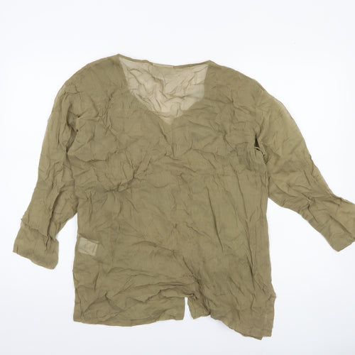 Principles Womens Green 3/4 Sleeve Embroidered Tunic Blouse UK 12