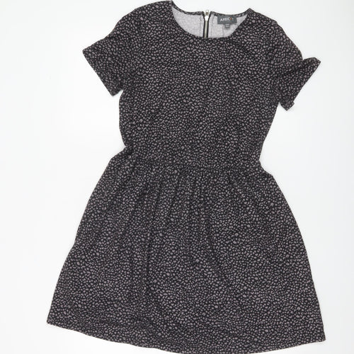 Apricot Women’s Black Animal Print Skater Dress UK 10 Knee Length