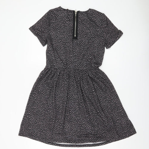 Apricot Women’s Black Animal Print Skater Dress UK 10 Knee Length