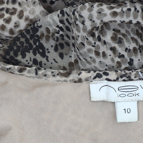 New Look Women Brown Animal Print One Shoulder Mini Dress Size 10