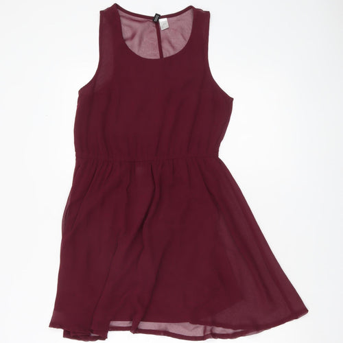 H&M Women’s Red Skater Dress Size 2 Sleeveless Scoop Neck