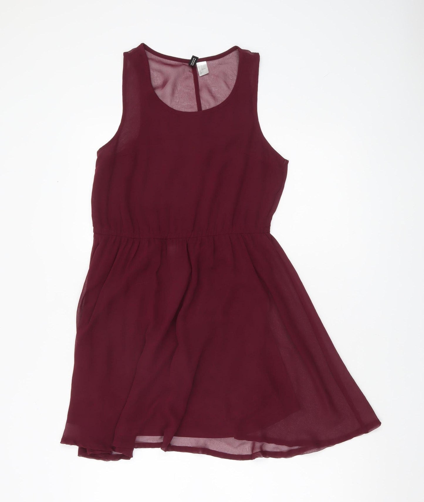 H&M Women’s Red Skater Dress Size 2 Sleeveless Scoop Neck