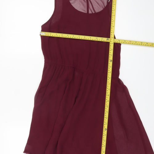 H&M Women’s Red Skater Dress Size 2 Sleeveless Scoop Neck