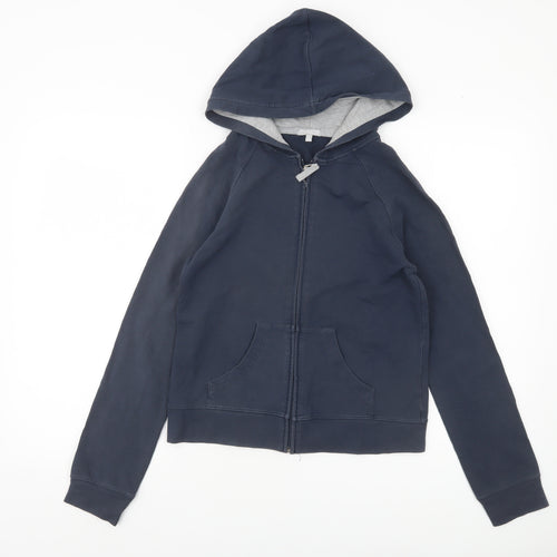 Massimo Dutti Women Blue S Full Zip Hoodie Cotton Blend