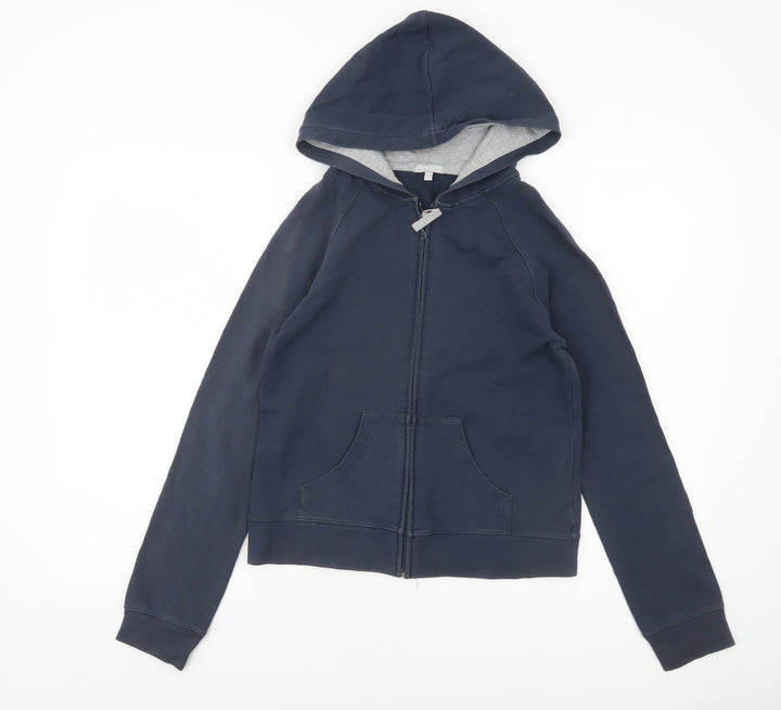 Massimo Dutti Women Blue S Full Zip Hoodie Cotton Blend