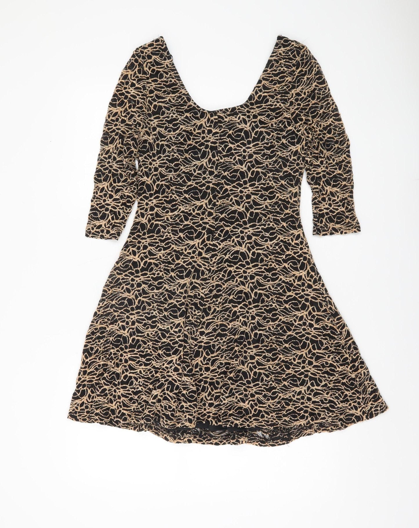 Apricot Women’s Black Beige Lace Fit & Flare Dress Size 14