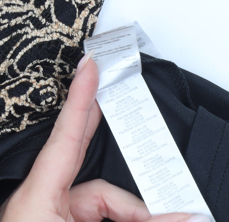 Apricot Women’s Black Beige Lace Fit & Flare Dress Size 14