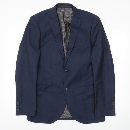 Next Men’s Blue Wool Blend Suit Jacket 38L Long Classic Formal