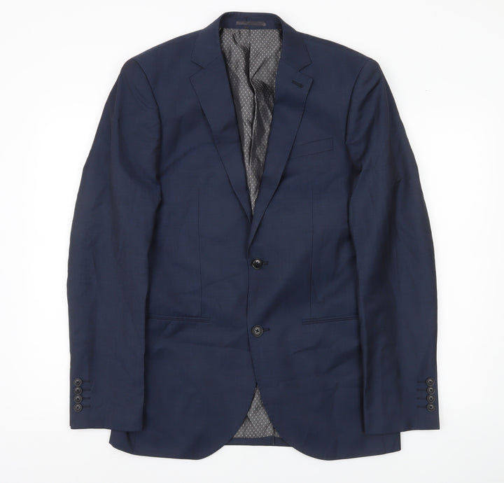 Next Men’s Blue Wool Blend Suit Jacket 38L Long Classic Formal