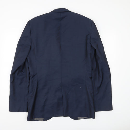Next Men’s Blue Wool Blend Suit Jacket 38L Long Classic Formal