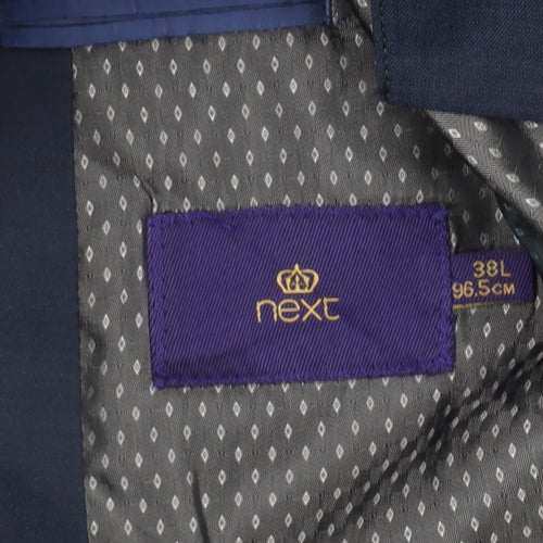 Next Men’s Blue Wool Blend Suit Jacket 38L Long Classic Formal