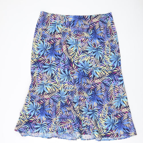 Isle Collection Womens Multicoloured A-Line Midi Skirt Size 18 Linen Blend