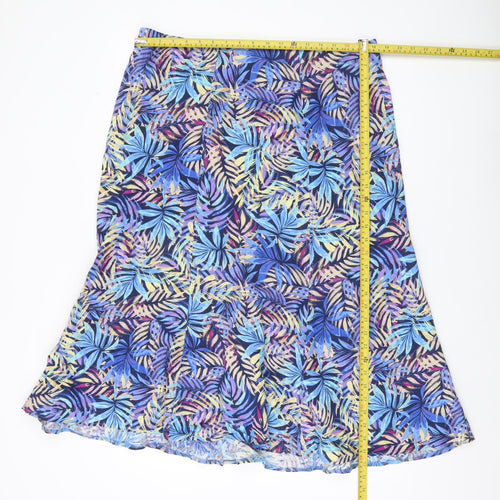 Isle Collection Womens Multicoloured A-Line Midi Skirt Size 18 Linen Blend