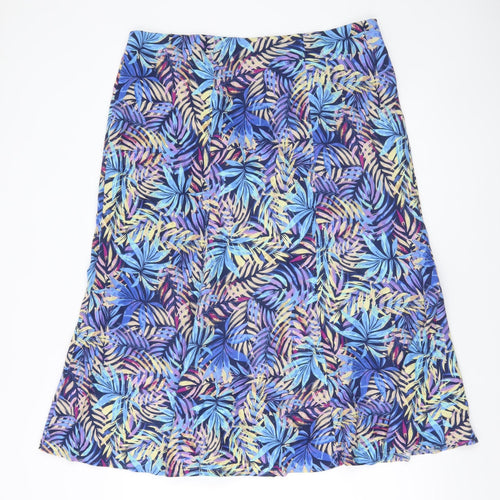 Isle Collection Womens Multicoloured A-Line Midi Skirt Size 18 Linen Blend
