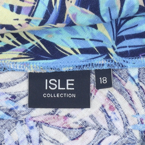Isle Collection Womens Multicoloured A-Line Midi Skirt Size 18 Linen Blend