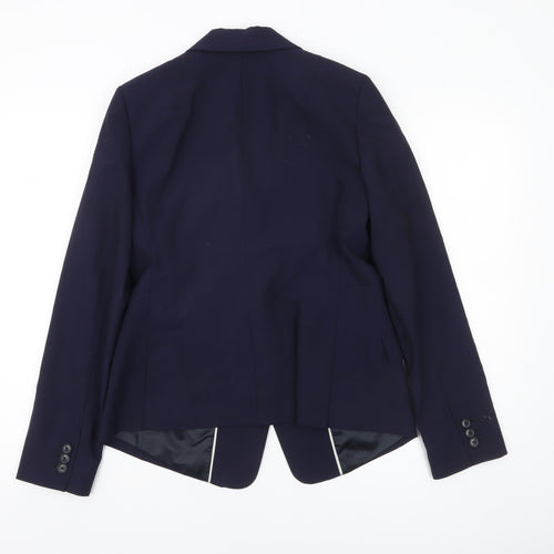 Banana Republic Women’s Blue Wool Blend Blazer Size 12 Two-Button Jacket