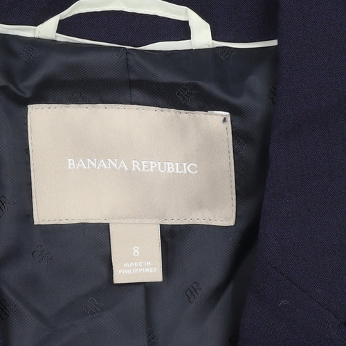 Banana Republic Women’s Blue Wool Blend Blazer Size 12 Two-Button Jacket