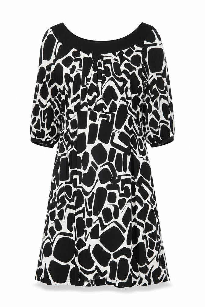 Wallis Women’s Black White Geometric A-Line Dress Size 12