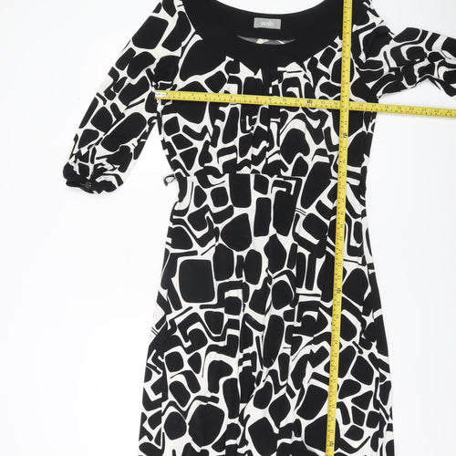 Wallis Women’s Black White Geometric A-Line Dress Size 12