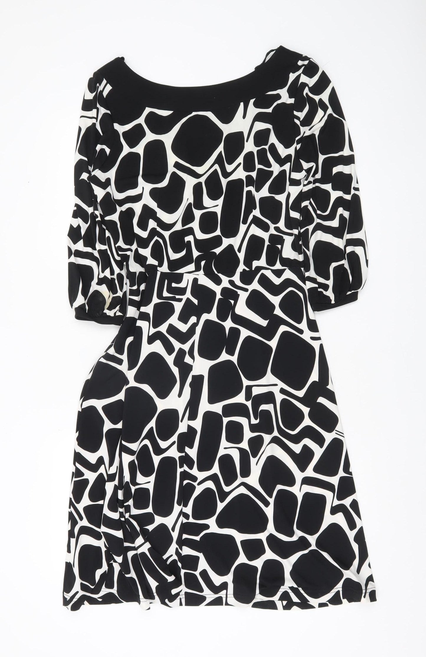 Wallis Women’s Black White Geometric A-Line Dress Size 12