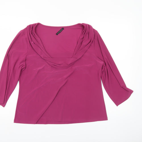 David Emanuel Womens Pink Size 18 Cowl Neck 3/4 Sleeve Blouse