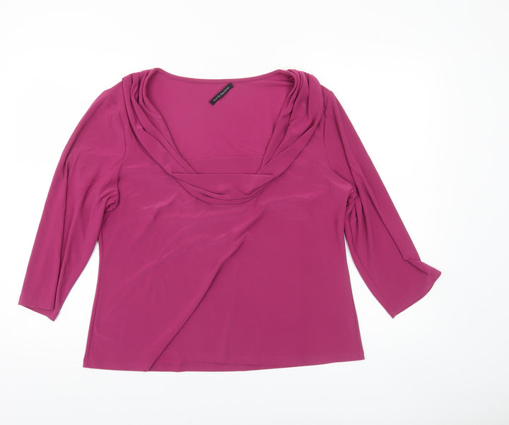 David Emanuel Womens Pink Size 18 Cowl Neck 3/4 Sleeve Blouse