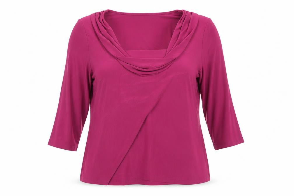 David Emanuel Womens Pink Size 18 Cowl Neck 3/4 Sleeve Blouse