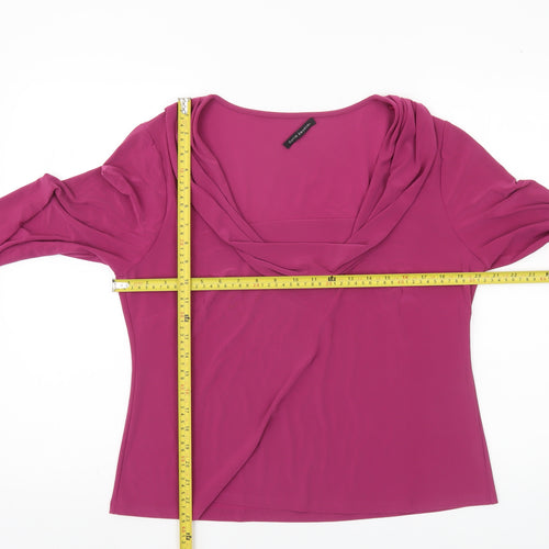 David Emanuel Womens Pink Size 18 Cowl Neck 3/4 Sleeve Blouse