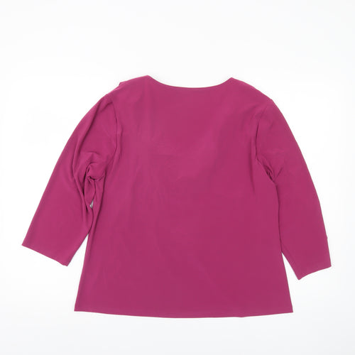 David Emanuel Womens Pink Size 18 Cowl Neck 3/4 Sleeve Blouse