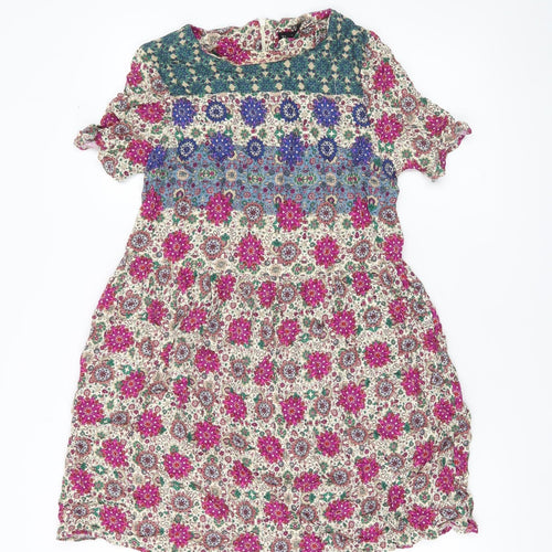 Topshop Women’s Multicoloured Floral Shift Dress UK 8 Short Sleeve