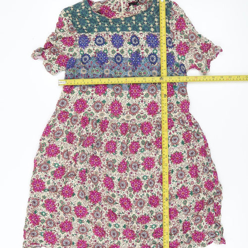 Topshop Women’s Multicoloured Floral Shift Dress UK 8 Short Sleeve